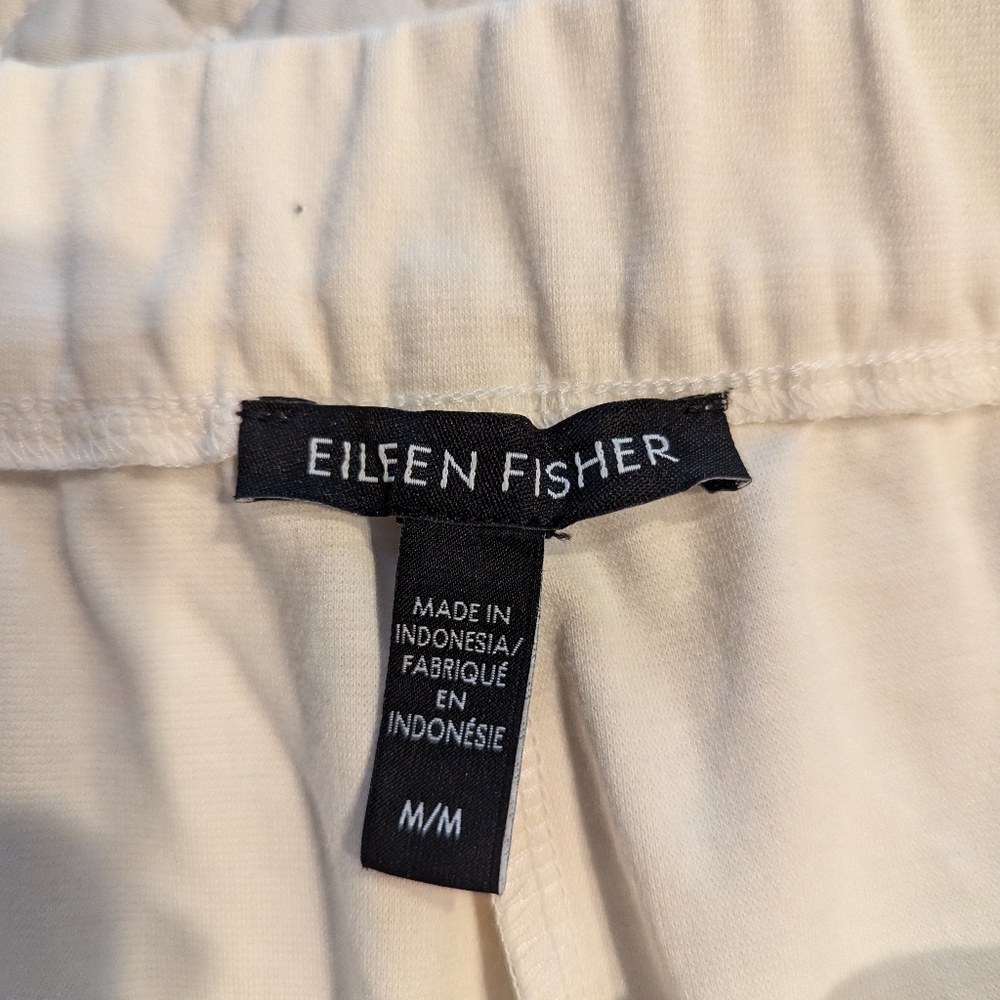 EILEEN FISHER Organic Cotton Blend Knit Pants Medium Cream - Picture 5 of 9